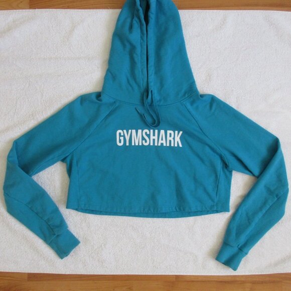 GYMSHARK Crop Sweatshirt Small Blue Pullover Hoodie - Picture 5 of 9